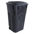 32 Gallon Black Plastic Garbage Can with Attached Lid M726