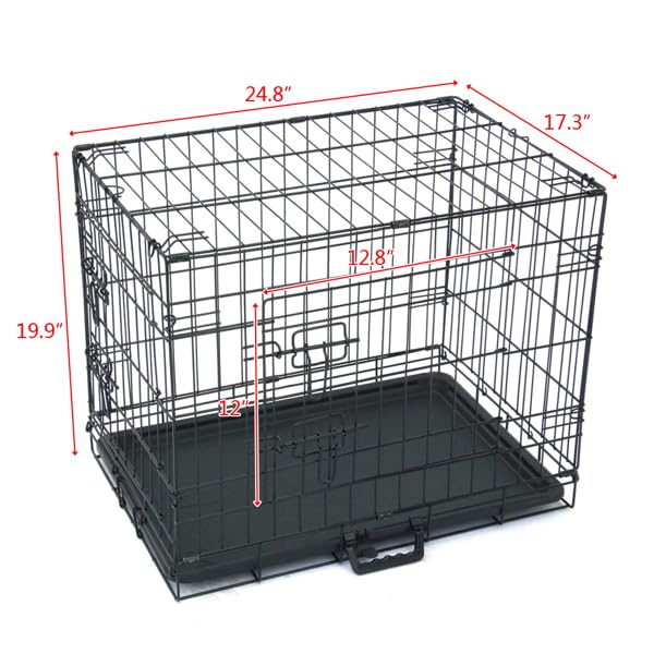 24-48 Inch Folding Dog Crate with Tray and Divider Panel J81077
