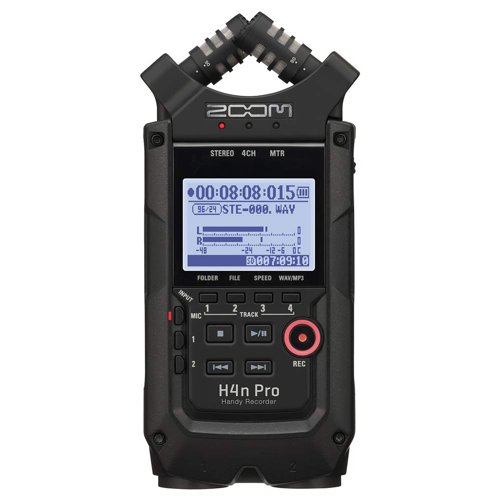 All Black 4-Track Portable Recorder with AC Adapter, Windbuster, 16GB Memory Card & USB Cable X208