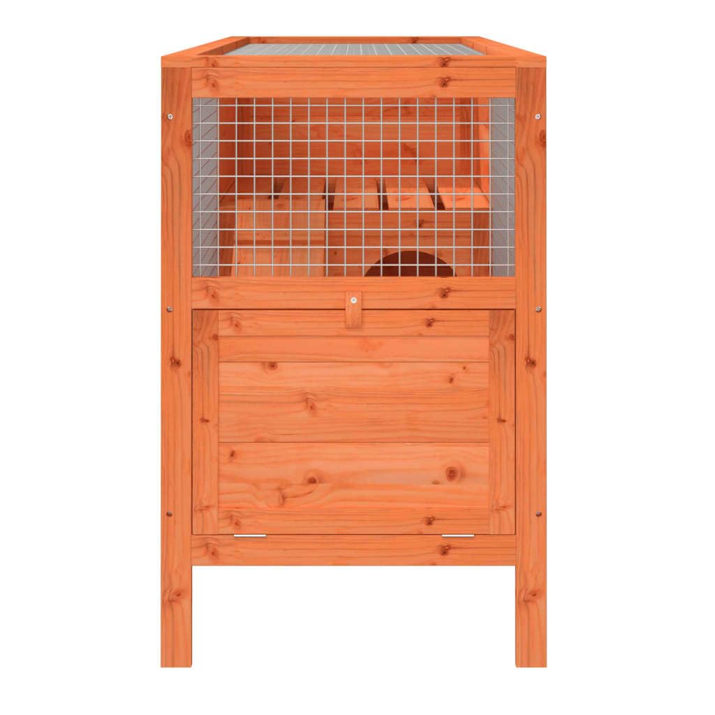 Solid Wood Pine Rabbit Hutch 2 Tier with Wire Mesh Walls and Ramp D9070