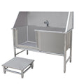 Stainless Steel Dog Washing Station Tub with Sliding Door and Telescopic Faucet B134978