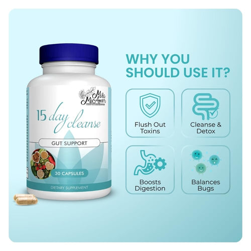 15 Day Gut and Colon Cleanse with Senna, Cascara Sagrada & Psyllium Husk 30 Capsules Z70234