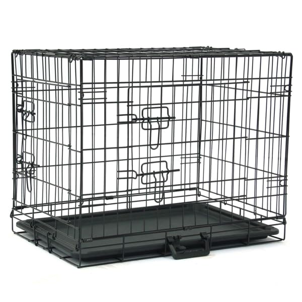 24-48 Inch Folding Dog Crate with Tray and Divider Panel J81077