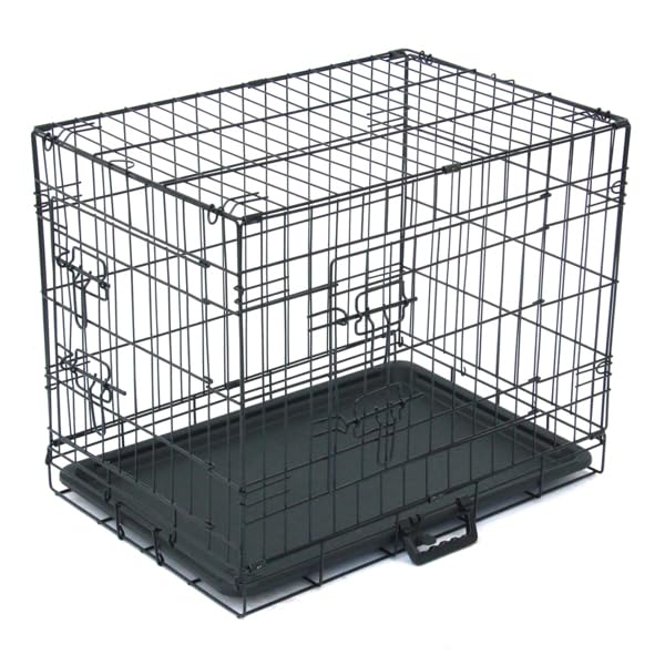 24-48 Inch Folding Dog Crate with Tray and Divider Panel J81077
