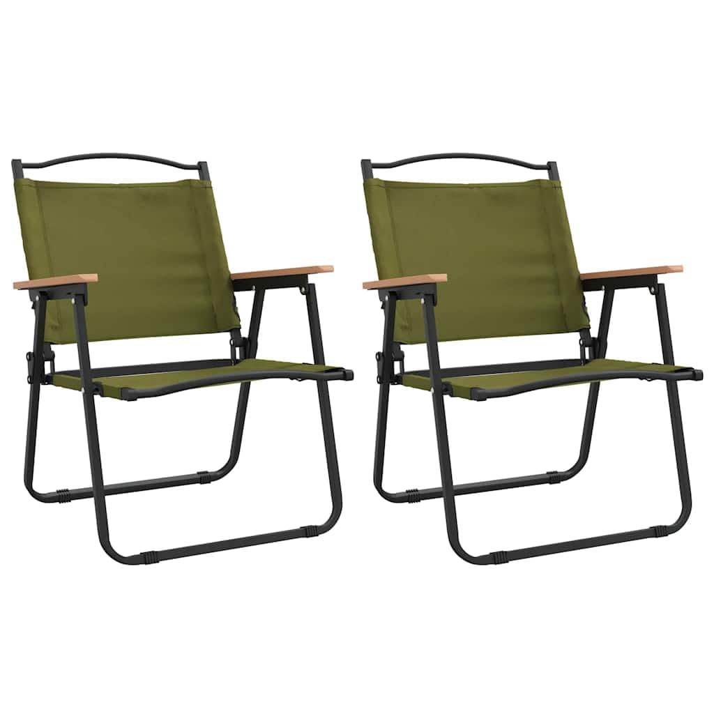 Foldable Camping Chairs 2 Pack Green Oxford Fabric V1162