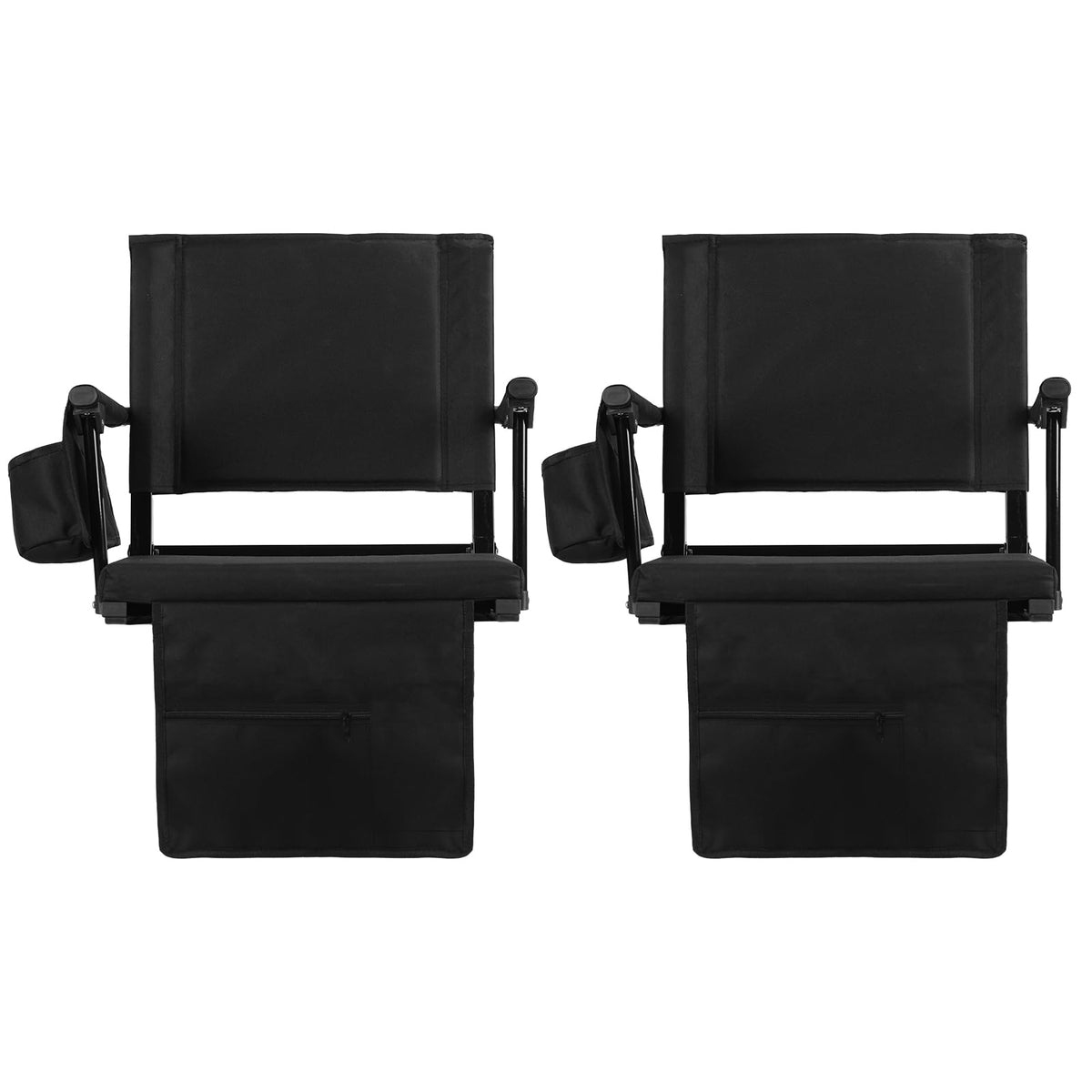 2 Pcs Folding Stadium Seat with Back Support and Cushion L9324