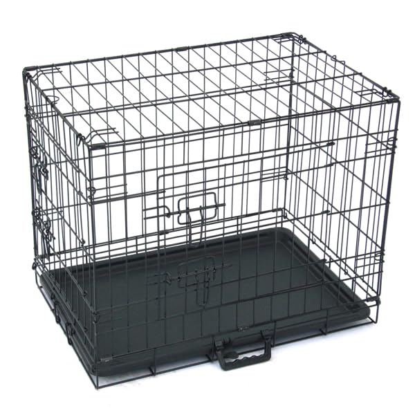 24-48 Inch Folding Dog Crate with Tray and Divider Panel J81077