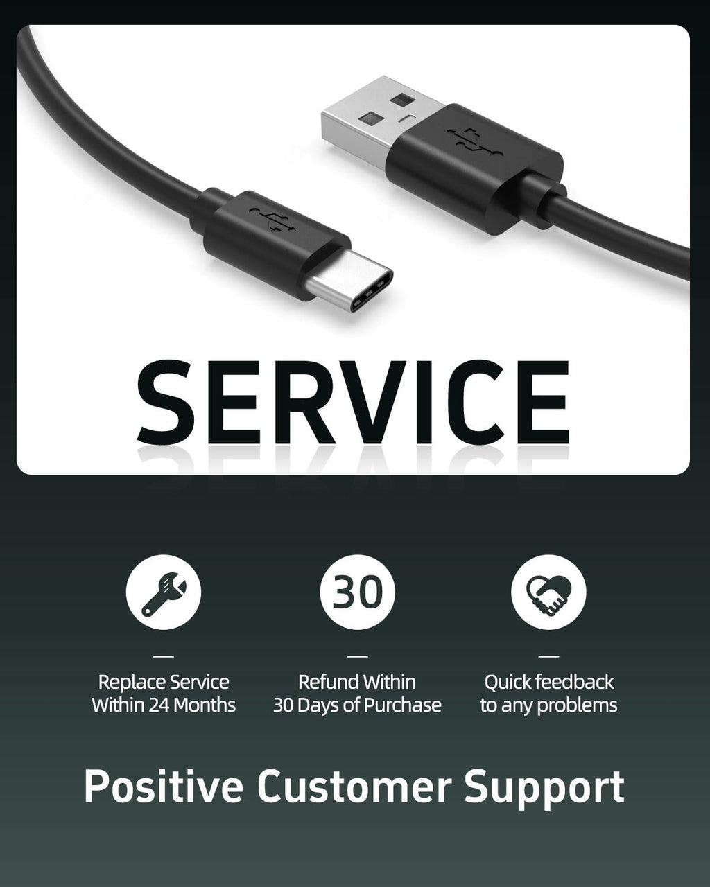 Black 5FT USB-C Replacement Charger Cable Z84053