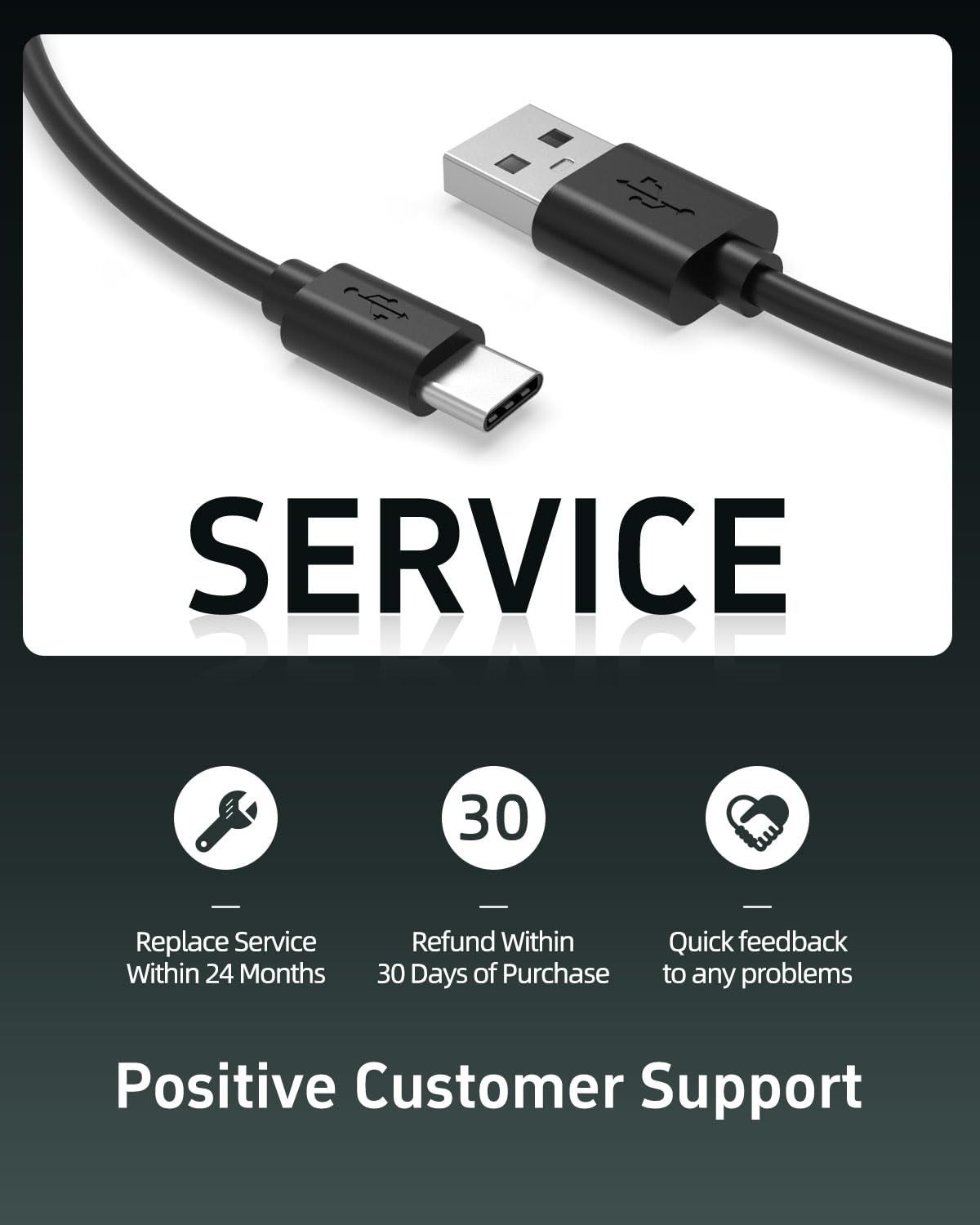 Black 5FT USB-C Replacement Charger Cable Z84053