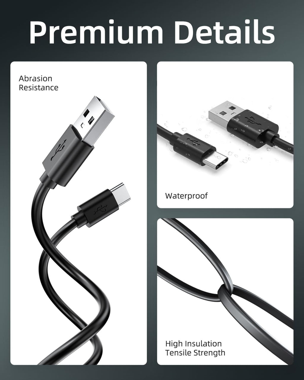 Black 5FT USB-C Replacement Charger Cable Z84053
