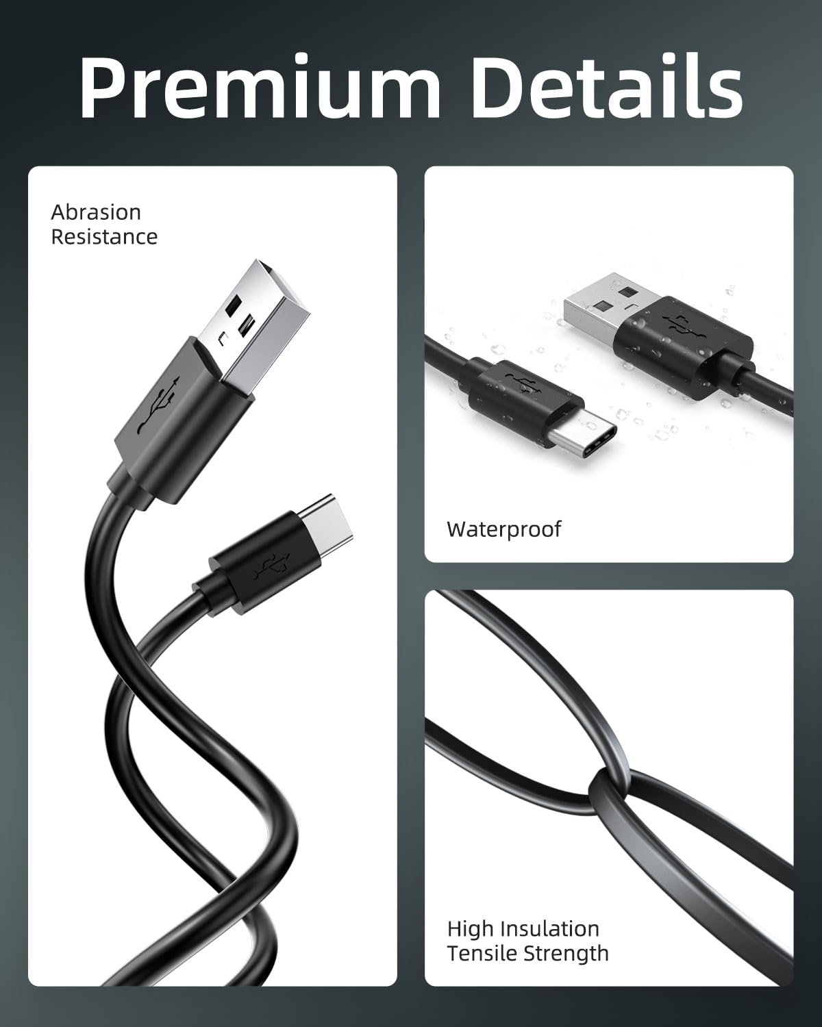 Black 5FT USB-C Replacement Charger Cable Z84053