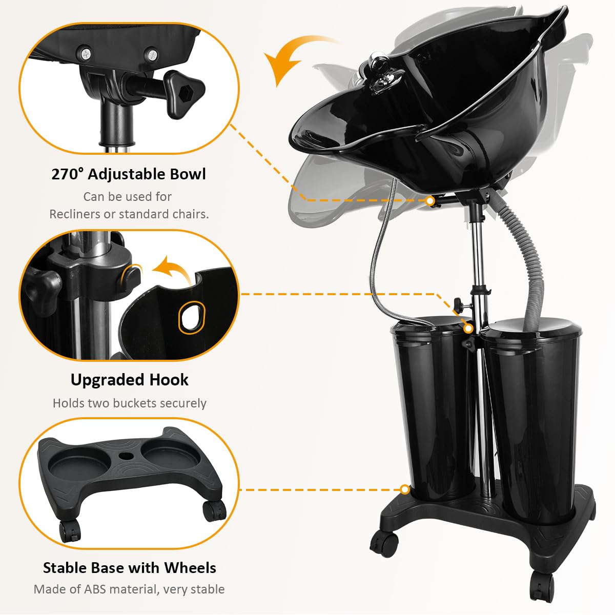 Portable Shampoo Bowl with Electric Pump D186