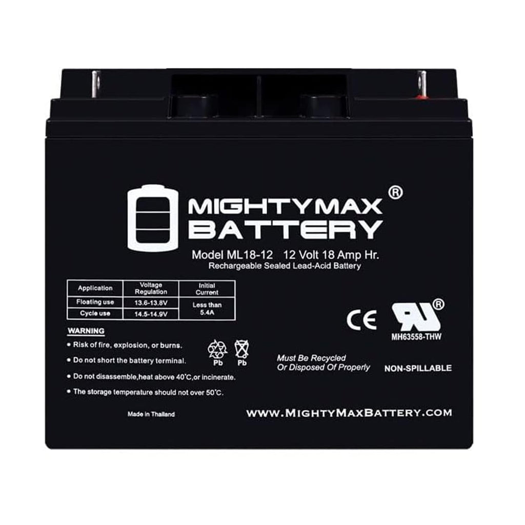 12 Volt 18 AH Rechargeable SLA AGM Battery J5810