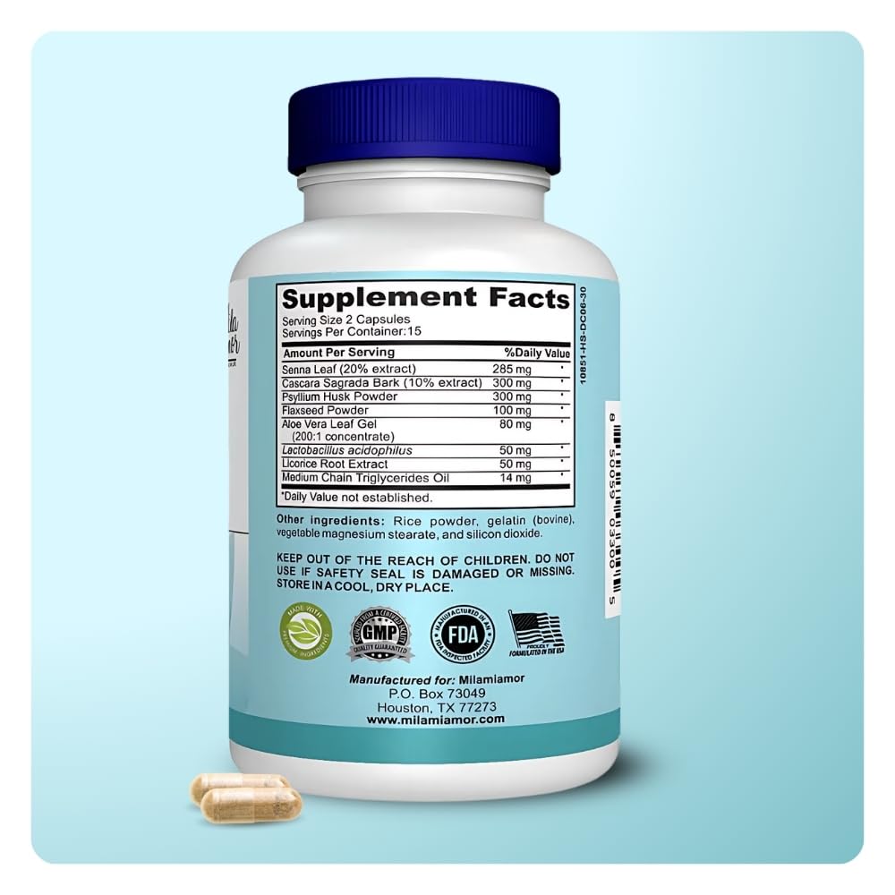15 Day Gut and Colon Cleanse with Senna, Cascara Sagrada & Psyllium Husk 30 Capsules Z70234