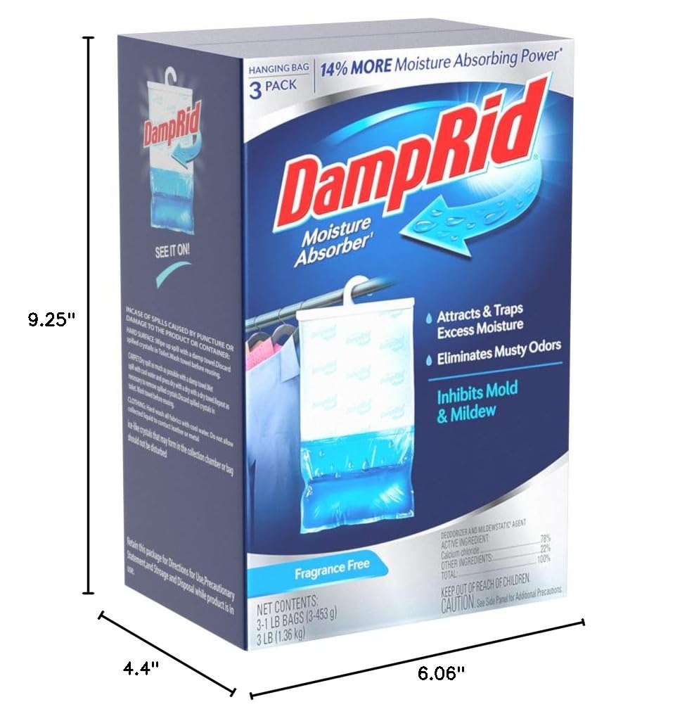 Fragrance Free Hanging Moisture Absorber, 16 oz., 3 Pack V395100