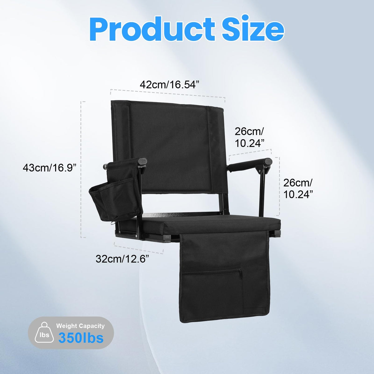 2 Pcs Folding Stadium Seat with Back Support and Cushion L9324