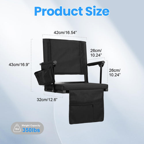 2 Pcs Folding Stadium Seat with Back Support and Cushion L9324