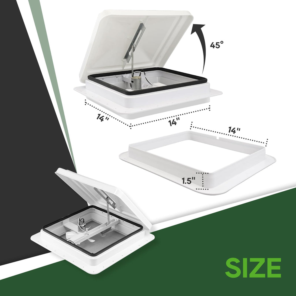 14x14 White 12V RV Roof Vent Fan U4280