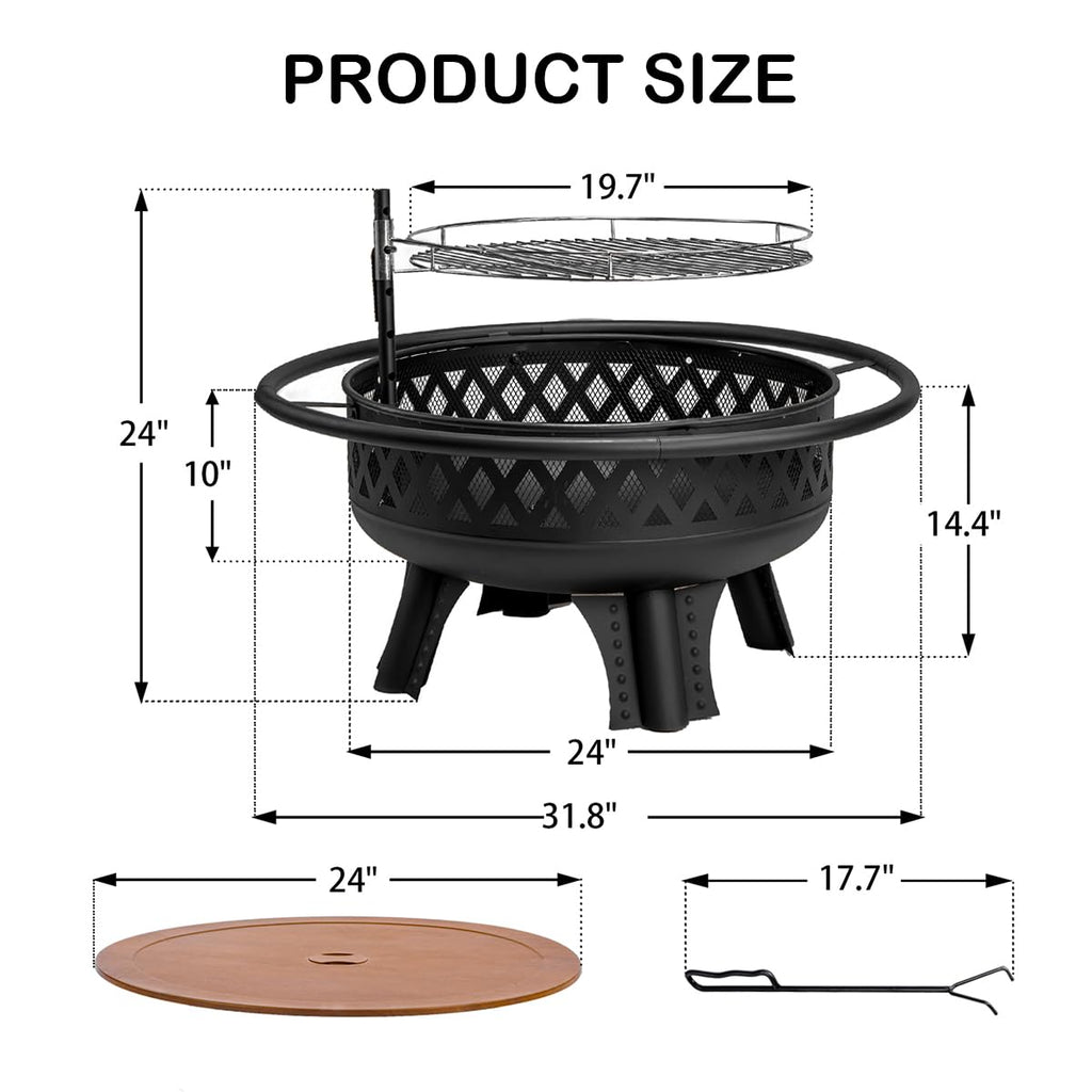 32 Inch Outdoor Fire Pit with Grill A769191