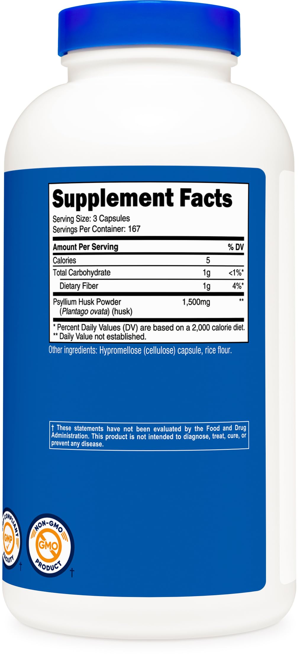 Psyllium Husk 1500mg 500 Capsules Gluten Free F242