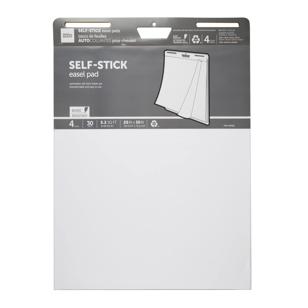 Self-Stick Easel Pads, 25" x 30", 30 Sheets, White, Pack Of 4 S1133