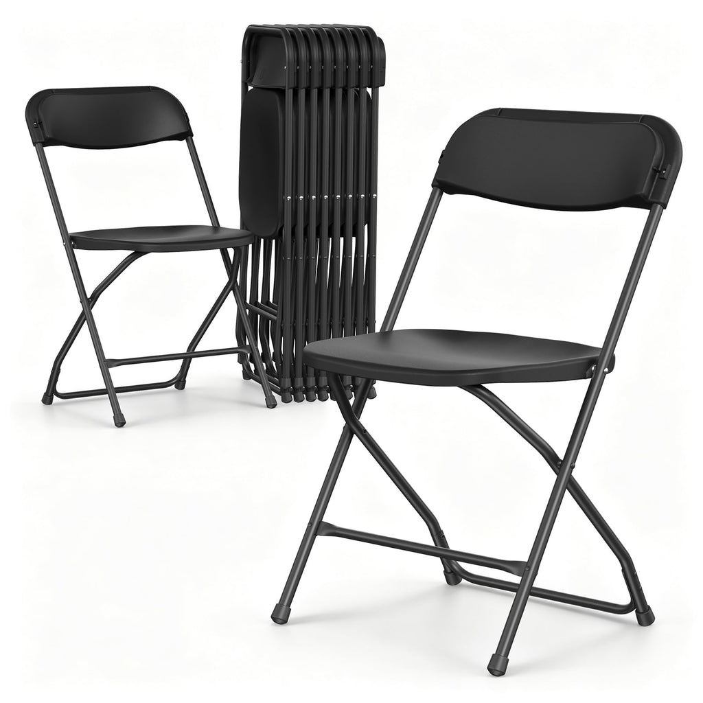 10 Pack Lightweight Stackable Plastic Folding Chairs with Steel Frame J31353