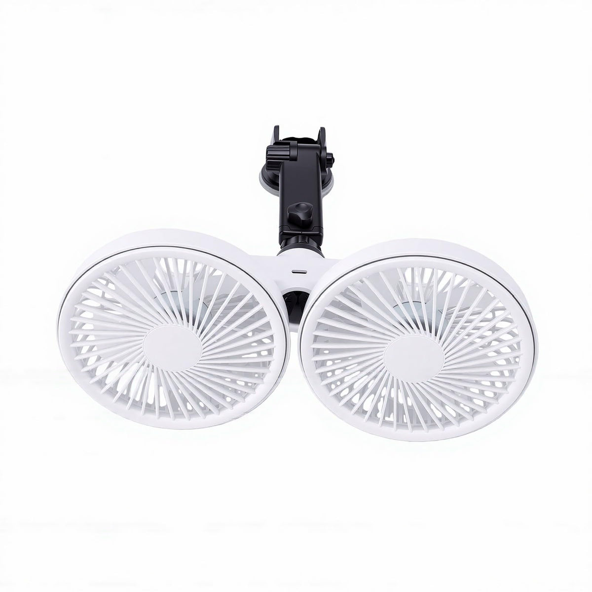 Dual Head Car Fan 3 Speeds 360 Degree Adjustable Suction Cup Rechargeable White J159