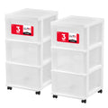 3 Drawer White Clear Storage Organizer Rolling Cart Q7135