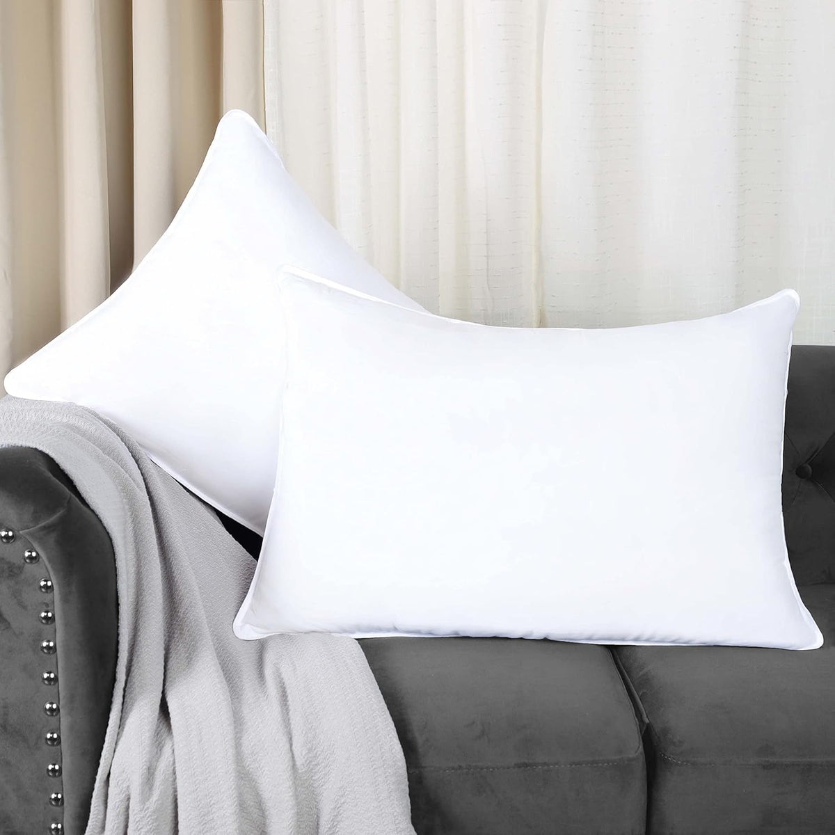 Down Alternative Pillow Set, Soft Microfiber Shell, Set of 2, King Size H760