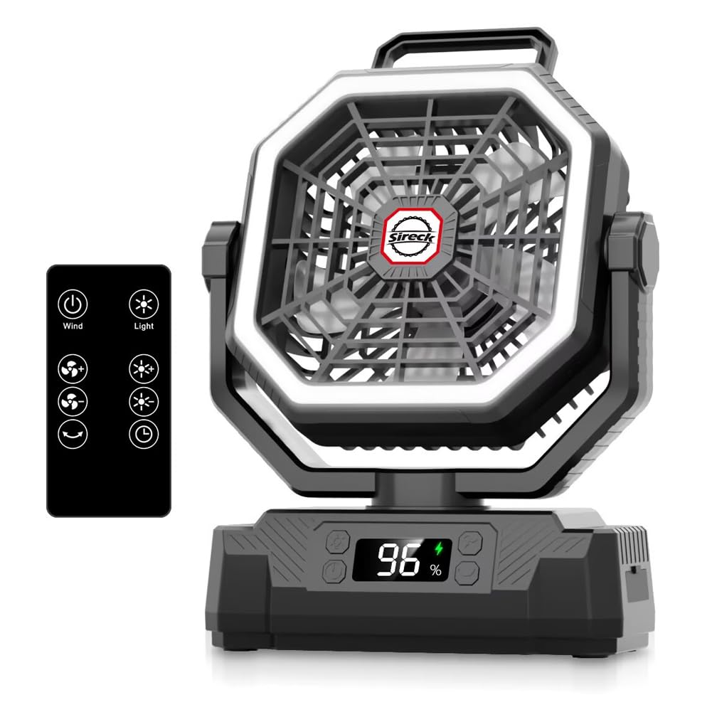 Black 10-Inch 40000mAh Portable Camping Fan N91631