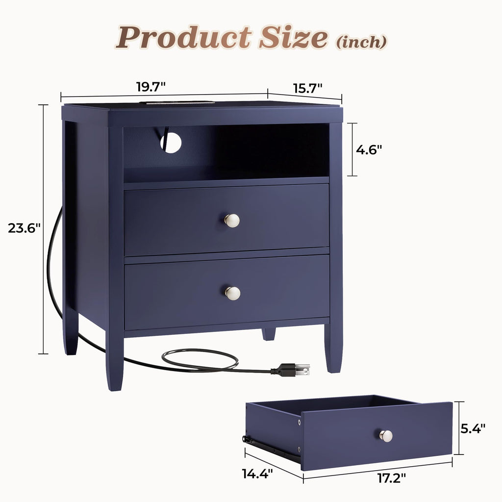 Blue Nightstand Set of 2 W9327
