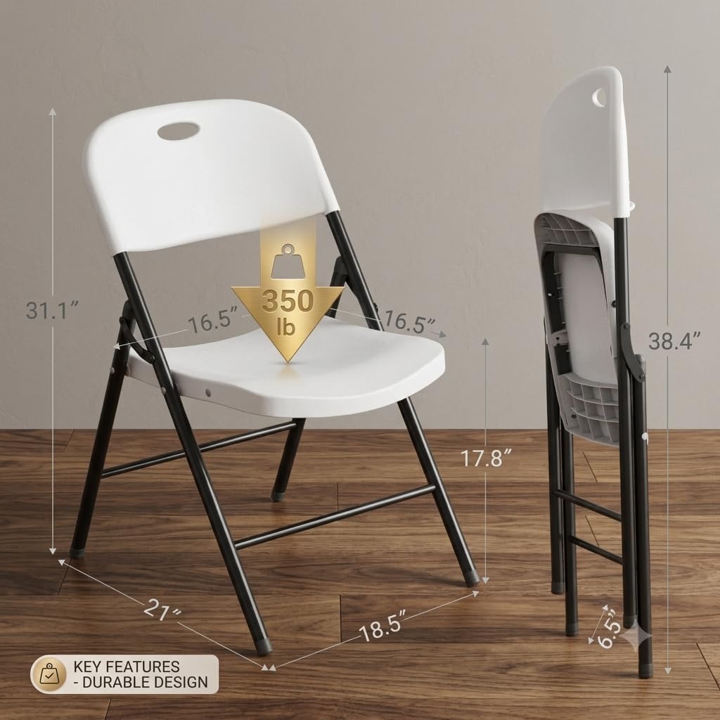 Heavy Duty Plastic Folding Chair with Reinforced Steel Frame V733