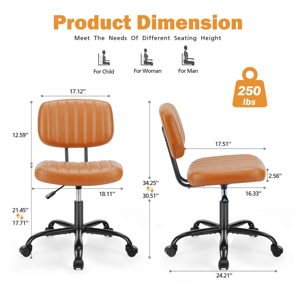 Orange Adjustable Height Swivel Rolling Office Chair Y593