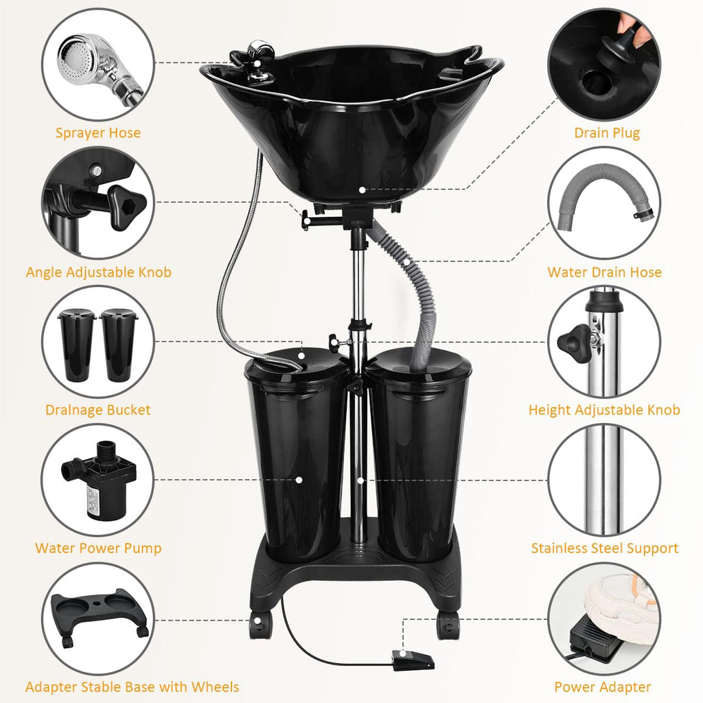 Portable Shampoo Bowl with Electric Pump D186