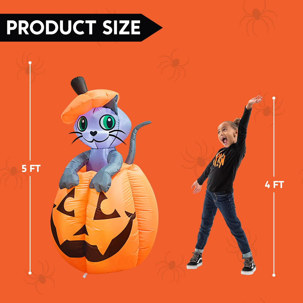 5 FT Animated Pumpkin Inflatable with LEDs O781361