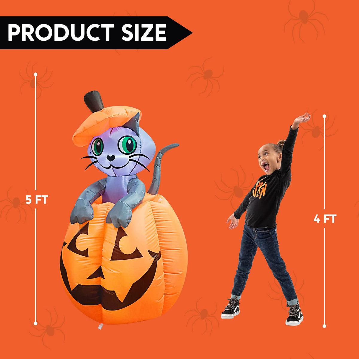 5 FT Animated Pumpkin Inflatable with LEDs O781361