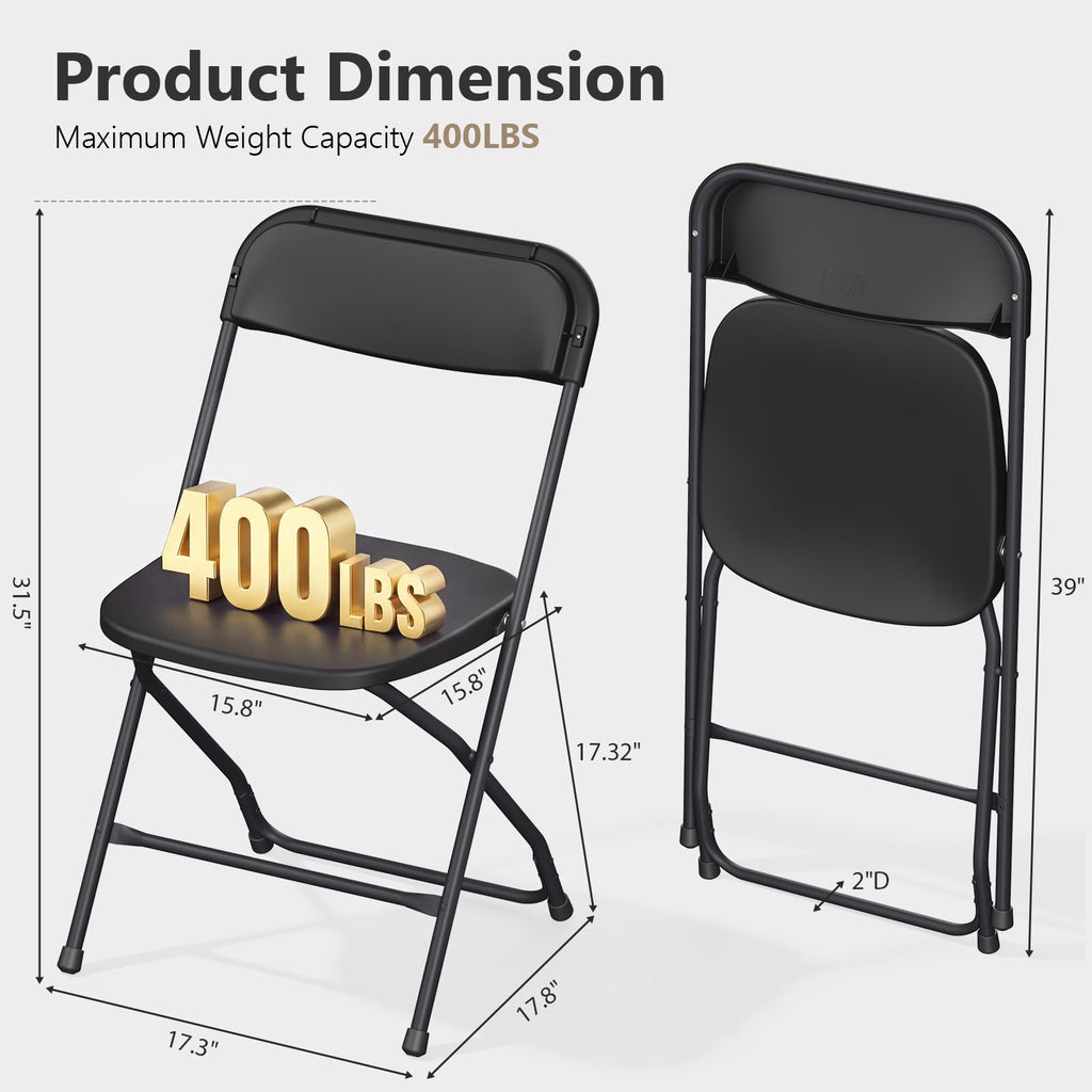10 Pack Lightweight Stackable Plastic Folding Chairs with Steel Frame J31353