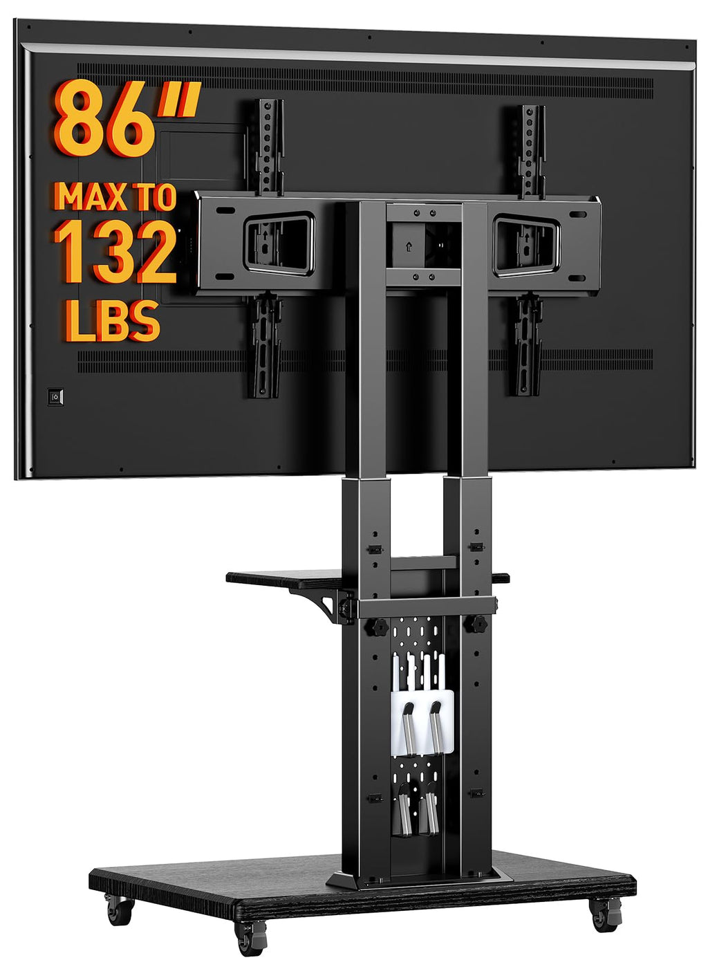 Rolling TV Stand with Pegboard for 32–86 inch TVs Z626