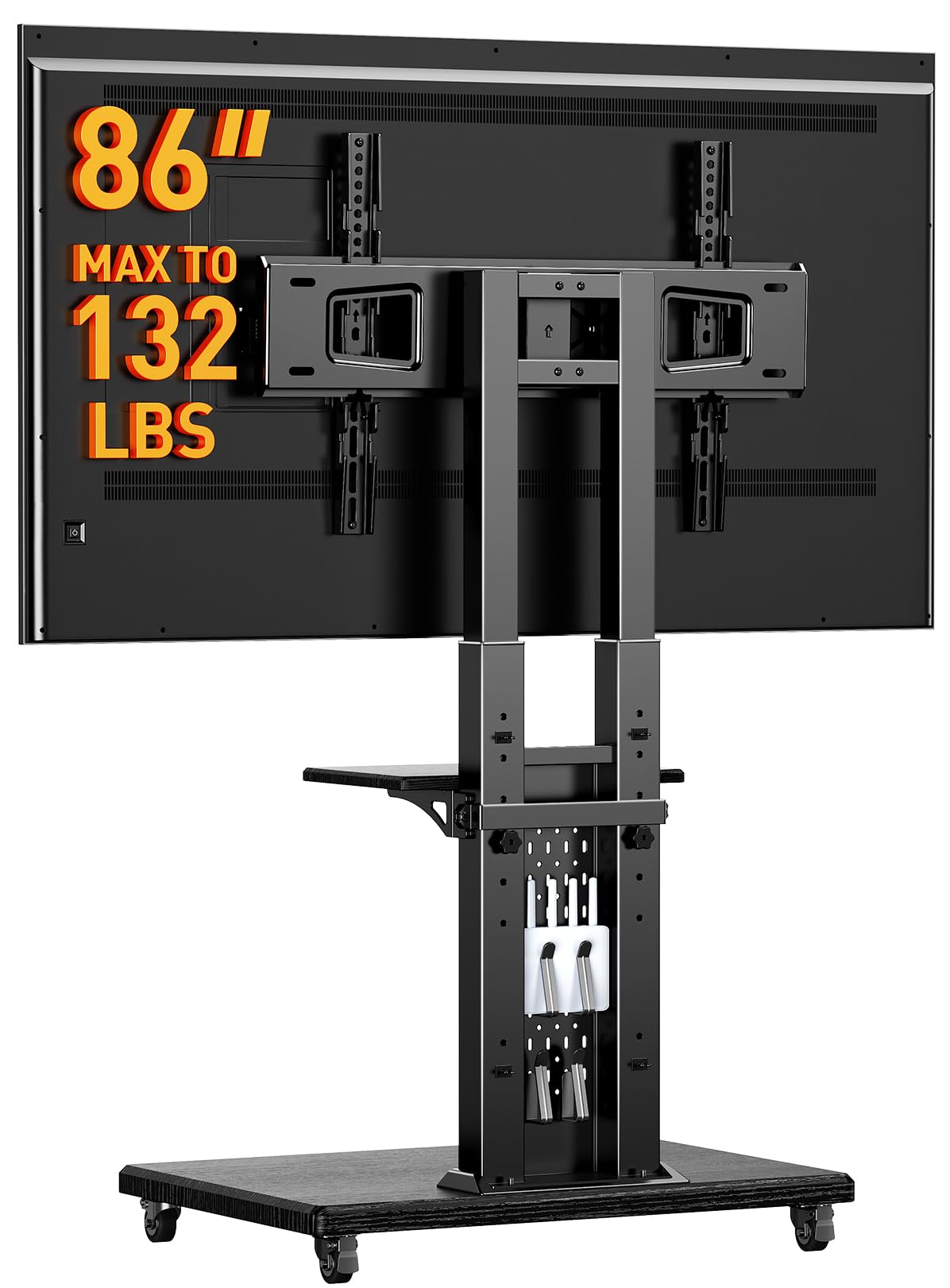 Rolling TV Stand with Pegboard for 32–86 inch TVs Z626