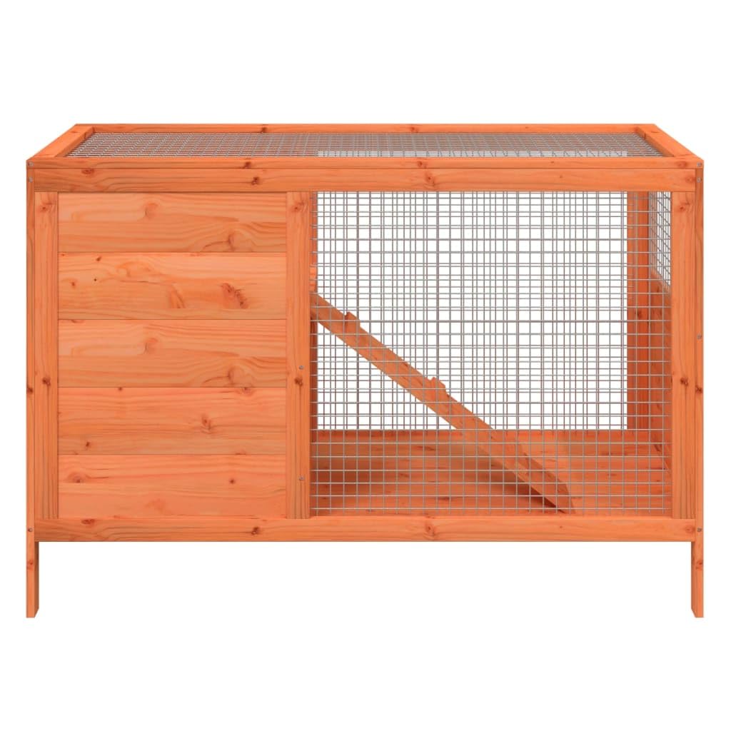 Solid Wood Pine Rabbit Hutch 2 Tier with Wire Mesh Walls and Ramp D9070