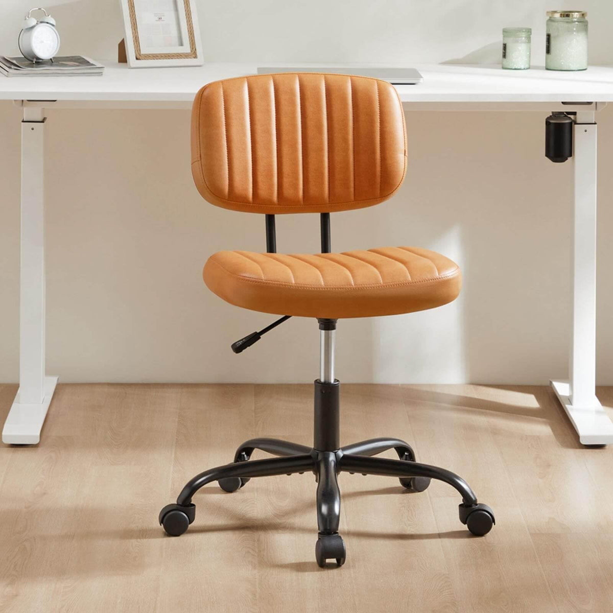 Orange Adjustable Height Swivel Rolling Office Chair Y593