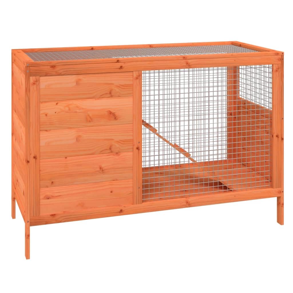 Solid Wood Pine Rabbit Hutch 2 Tier with Wire Mesh Walls and Ramp D9070