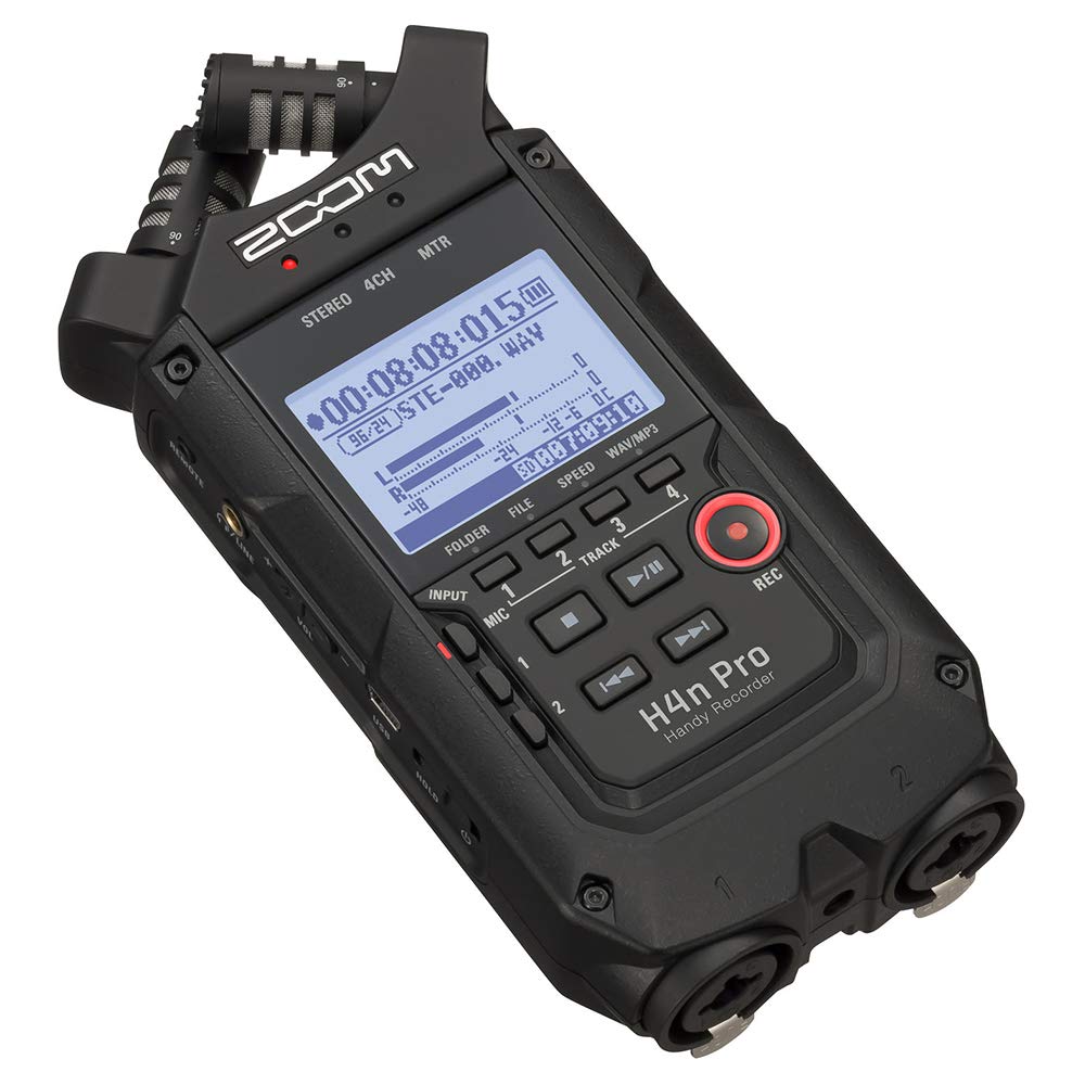 All Black 4-Track Portable Recorder with AC Adapter, Windbuster, 16GB Memory Card & USB Cable X208