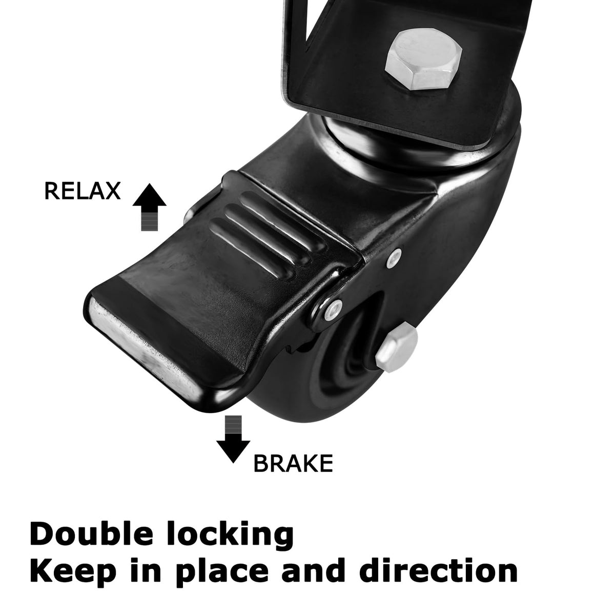 3" Heavy Duty Locking Caster Wheels, 8 PCS, 1000LB Capacity, Black E43464
