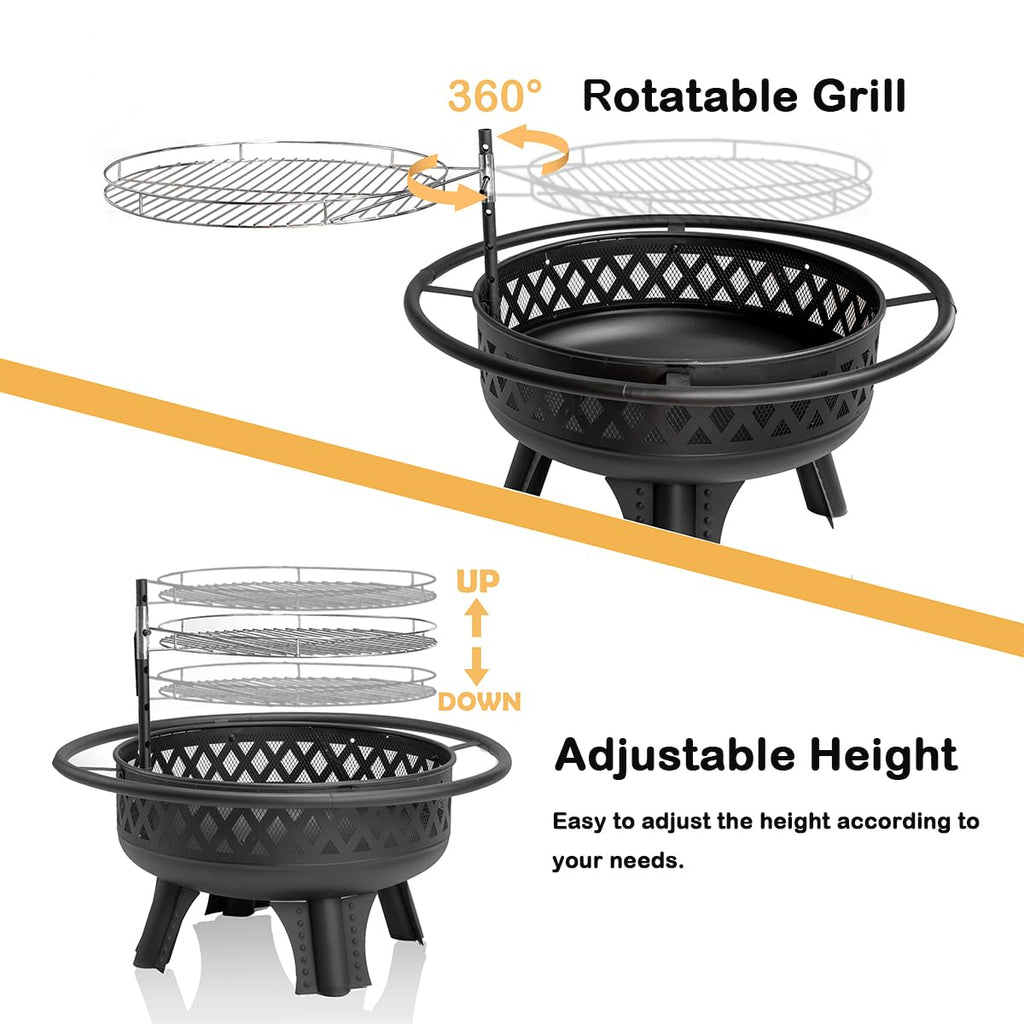 32 Inch Outdoor Fire Pit with Grill A769191