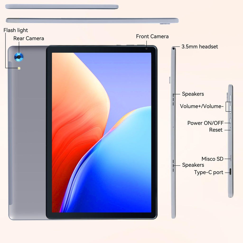 10.1" Android Tablet with Octa-core Processor 24GB RAM 128GB ROM HD IPS Touchscreen A6536