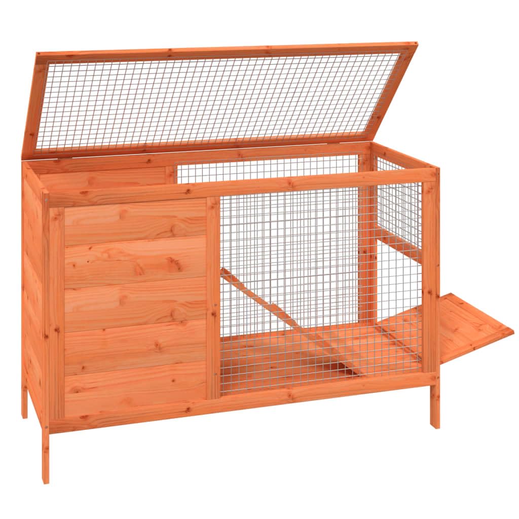 Solid Wood Pine Rabbit Hutch 2 Tier with Wire Mesh Walls and Ramp D9070