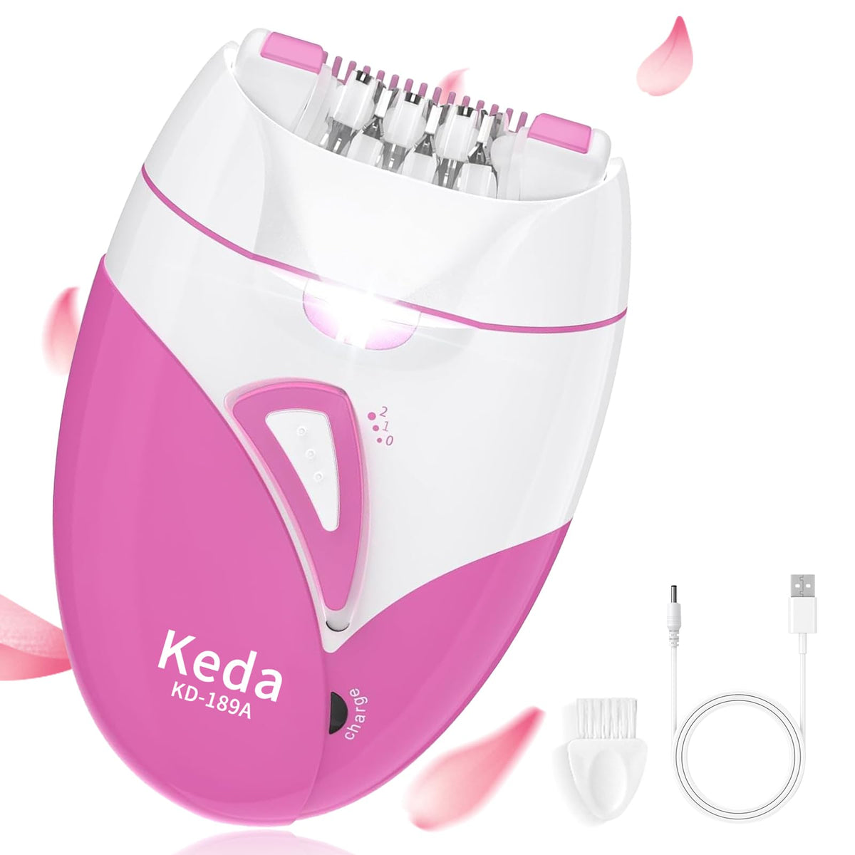 Rechargeable Cordless Electric Epilator with 2 Speed & LED Light W467541