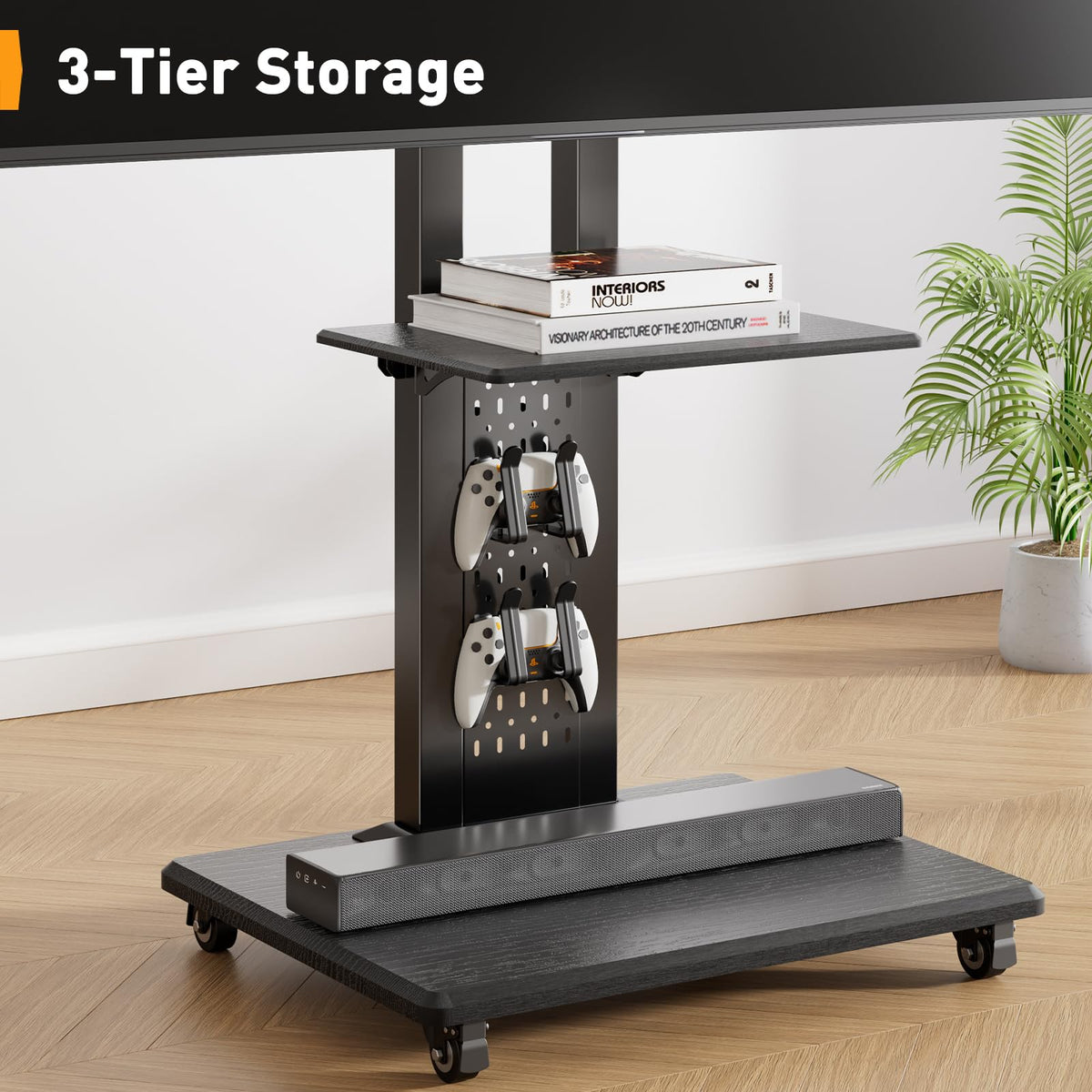 Rolling TV Stand with Pegboard for 32–86 inch TVs Z626