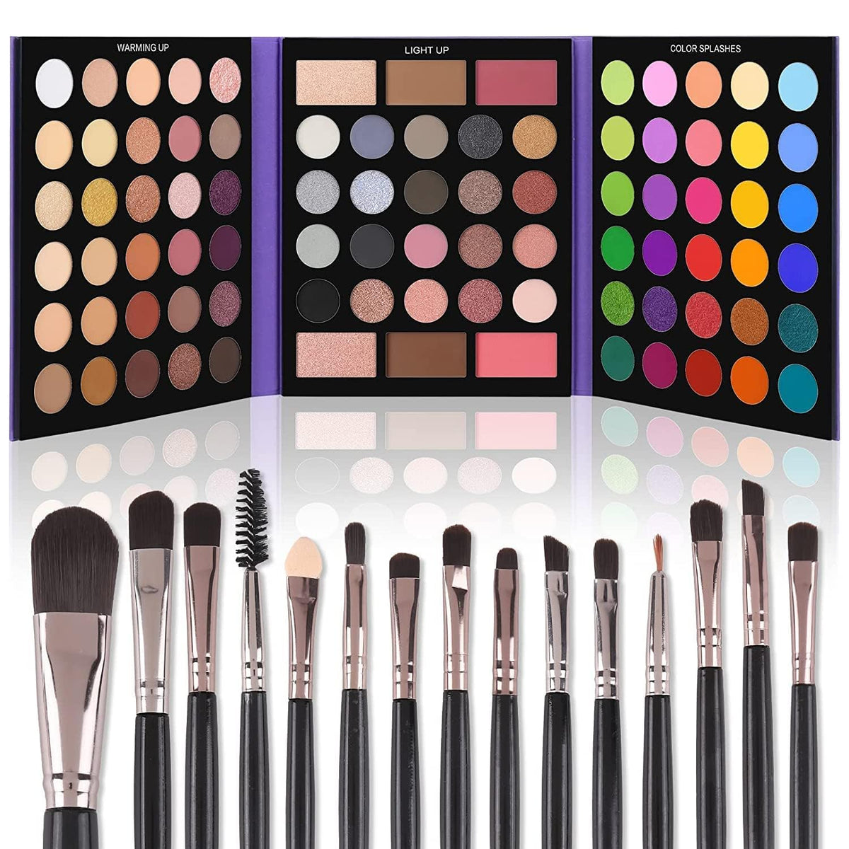 86 Colors Matte Shimmer Eyeshadow Palette with 15 Pcs Brushes D670